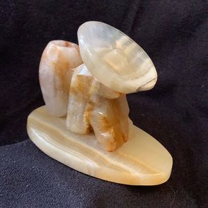 Vintage Carved Onyx Man in a Sombrero Toothpick Holder